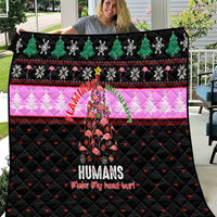 Flamingo Make Me Happy Christmas Quilt Funny Xmas Holiday Patterns - Wonder Print Shop