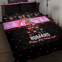 Flamingo Make Me Happy Christmas Quilt Bed Set Funny Xmas Holiday Patterns - Wonder Print Shop