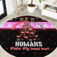 Flamingo Make Me Happy Christmas Round Carpet Funny Xmas Holiday Patterns - Wonder Print Shop