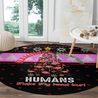 Flamingo Make Me Happy Christmas Round Carpet Funny Xmas Holiday Patterns - Wonder Print Shop