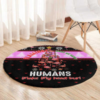 Flamingo Make Me Happy Christmas Round Carpet Funny Xmas Holiday Patterns - Wonder Print Shop