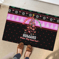Flamingo Make Me Happy Christmas Rubber Doormat Funny Xmas Holiday Patterns - Wonder Print Shop