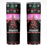 Flamingo Make Me Happy Christmas Skinny Tumbler Funny Xmas Holiday Patterns - Wonder Print Shop