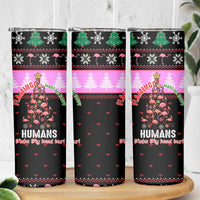 Flamingo Make Me Happy Christmas Skinny Tumbler Funny Xmas Holiday Patterns - Wonder Print Shop