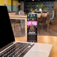 Flamingo Make Me Happy Christmas Skinny Tumbler Funny Xmas Holiday Patterns - Wonder Print Shop