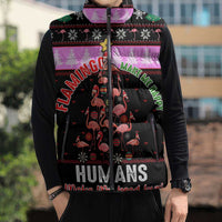 Flamingo Make Me Happy Christmas Sleeveless Puffer Jacket Funny Xmas Holiday Patterns - Wonder Print Shop