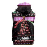 Flamingo Make Me Happy Christmas Sleeveless Zip Hoodie Funny Xmas Holiday Patterns - Wonder Print Shop