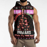 Flamingo Make Me Happy Christmas Sleeveless Zip Hoodie Funny Xmas Holiday Patterns - Wonder Print Shop