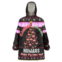 Flamingo Make Me Happy Christmas Wearable Blanket Hoodie Funny Xmas Holiday Patterns - Wonder Print Shop