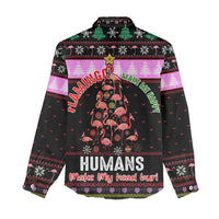 Flamingo Make Me Happy Christmas Women Casual Shirt Funny Xmas Holiday Patterns - Wonder Print Shop