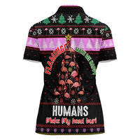 Flamingo Make Me Happy Christmas Women Polo Shirt Funny Xmas Holiday Patterns - Wonder Print Shop