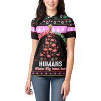 Flamingo Make Me Happy Christmas Women Polo Shirt Funny Xmas Holiday Patterns - Wonder Print Shop