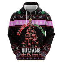 Flamingo Make Me Happy Christmas Zip Hoodie Funny Xmas Holiday Patterns - Wonder Print Shop