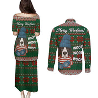 Great Dane Woofmas Christmas Couples Matching Puletasi and Long Sleeve Button Shirt Funny Xmas Holiday Patterns - Wonder Print Shop