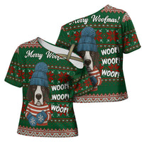 Great Dane Woofmas Christmas Cross Shoulder Shirt Funny Xmas Holiday Patterns - Wonder Print Shop
