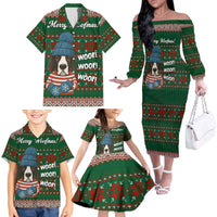 Great Dane Woofmas Christmas Family Matching Off The Shoulder Long Sleeve Dress and Hawaiian Shirt Funny Xmas Holiday Patterns - Wonder Print Shop