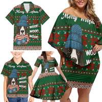 Great Dane Woofmas Christmas Family Matching Off Shoulder Short Dress and Hawaiian Shirt Funny Xmas Holiday Patterns - Wonder Print Shop