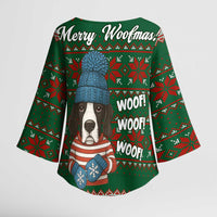 Great Dane Woofmas Christmas Kimono Sleeve Blouse Funny Xmas Holiday Patterns - Wonder Print Shop