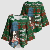 Great Dane Woofmas Christmas Kimono Sleeve Blouse Funny Xmas Holiday Patterns - Wonder Print Shop