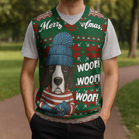 Great Dane Woofmas Christmas Knitted V-Neck Vest Funny Xmas Holiday Patterns - Wonder Print Shop