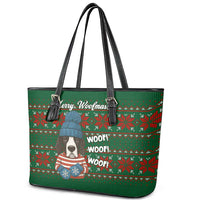 Great Dane Woofmas Christmas Leather Tote Bag Funny Xmas Holiday Patterns - Wonder Print Shop