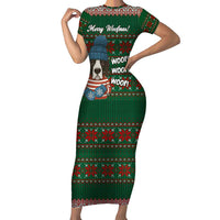 Great Dane Woofmas Christmas Short Sleeve Bodycon Dress Funny Xmas Holiday Patterns - Wonder Print Shop