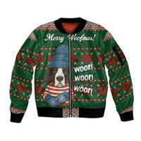 Great Dane Woofmas Christmas Sleeve Zip Bomber Jacket Funny Xmas Holiday Patterns - Wonder Print Shop