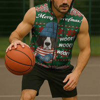 Great Dane Woofmas Christmas Sleeveless Zip Hoodie Funny Xmas Holiday Patterns - Wonder Print Shop