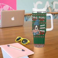 Great Dane Woofmas Christmas Tumbler With Handle Funny Xmas Holiday Patterns - Wonder Print Shop