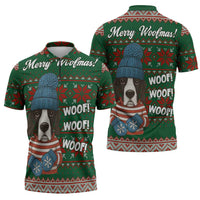 Great Dane Woofmas Christmas Zipper Polo Shirt Funny Xmas Holiday Patterns - Wonder Print Shop