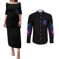 Karma Fairy Three Skulls Couples Matching Puletasi Dress and Long Sleeve Button Shirt - Wonder Print Shop