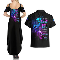 Karma Fairy Three Skulls Couples Matching Summer Maxi Dress and Hawaiian Shirt - Wonder Print Shop