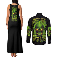 I Can't Go To Hell Reaper Skull Couples Matching Tank Maxi Dress and Long Sleeve Button Shirt - Wonder Print Shop