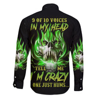 9 Of 10 Voices In My Head Fire Skull Family Matching Off Shoulder Long Sleeve Dress and Hawaiian Shirt - Wonder Print Shop