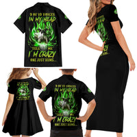 9 Of 10 Voices In My Head Fire Skull Family Matching Short Sleeve Bodycon Dress and Hawaiian Shirt - Wonder Print Shop