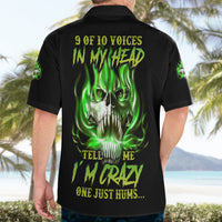 9 Of 10 Voices In My Head Fire Skull Hawaiian Shirt - Wonder Print Shop