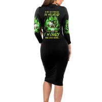 9 Of 10 Voices In My Head Fire Skull Long Sleeve Bodycon Dress - Wonder Print Shop
