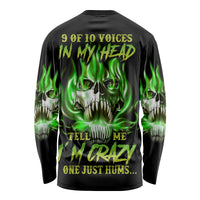 9 Of 10 Voices In My Head Fire Skull Long Sleeve Shirt - Wonder Print Shop