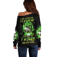 9 Of 10 Voices In My Head Fire Skull Off Shoulder Sweater - Wonder Print Shop