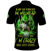 9 Of 10 Voices In My Head Fire Skull Polo Shirt - Wonder Print Shop