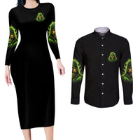 Nope I Can't Go To Hell Couples Matching Long Sleeve Bodycon Dress and Long Sleeve Button Shirt - Wonder Print Shop