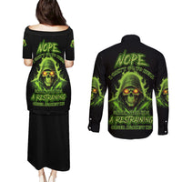 Nope I Can't Go To Hell Couples Matching Puletasi Dress and Long Sleeve Button Shirt - Wonder Print Shop