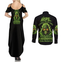 Nope I Can't Go To Hell Couples Matching Summer Maxi Dress and Long Sleeve Button Shirt - Wonder Print Shop