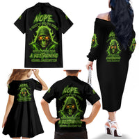 Nope I Can't Go To Hell Family Matching Off Shoulder Long Sleeve Dress and Hawaiian Shirt - Wonder Print Shop