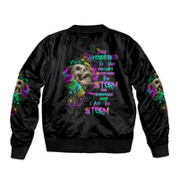 I Am The Storm Tie Dye Rose Skull Bomber Jacket - Wonder Print Shop