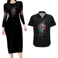I Am The Storm Tie Dye Rose Skull Couples Matching Long Sleeve Bodycon Dress and Hawaiian Shirt - Wonder Print Shop