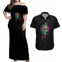 I Am The Storm Tie Dye Rose Skull Couples Matching Off Shoulder Maxi Dress and Hawaiian Shirt - Wonder Print Shop
