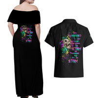 I Am The Storm Tie Dye Rose Skull Couples Matching Off Shoulder Maxi Dress and Hawaiian Shirt - Wonder Print Shop