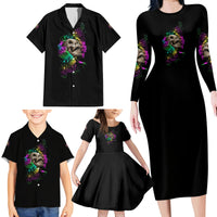 I Am The Storm Tie Dye Rose Skull Family Matching Long Sleeve Bodycon Dress and Hawaiian Shirt - Wonder Print Shop