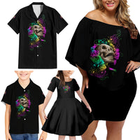 I Am The Storm Tie Dye Rose Skull Family Matching Off Shoulder Short Dress and Hawaiian Shirt - Wonder Print Shop